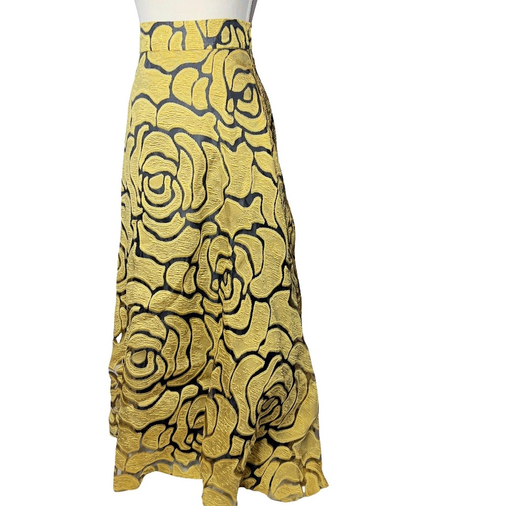 # A237 N by Nancy Power Chic Gold & Black Floral Embroidered Skirt NWT M - Picture 4 of 8